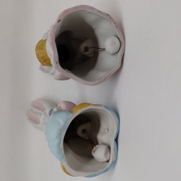 Vintage 1995‎ Hermitage Pottery Easter Lane Collection Boy & Girl Bunny Bells - Picture 9 of 9